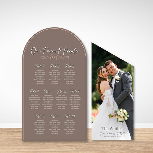 Arch Seating Chart Large Wedding Seating Chart Arched Panel Entrance Sign Foam Board Custom text, color, Light Weight Indoor use