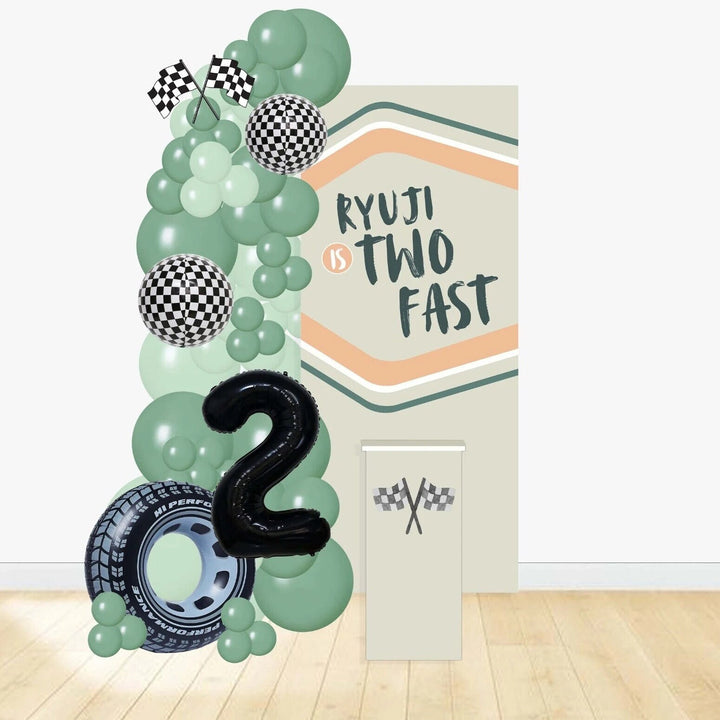 Two Fast Race Car Party, Vintage Race Car 2nd Birthday, Tesla Inspired Car Birthday, Two Fast, Too Curious, Race Car Party Decorations.