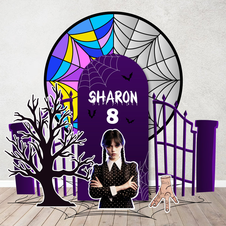 Inspired Wednesday Addams Nevermore Themed Halloween Cutouts Foam Board | Addams Family Background Items sold Separately.