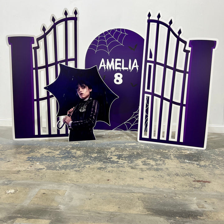 Inspired Wednesday Addams Nevermore Themed Halloween Cutouts Foam Board | Addams Family Background Items sold Separately.