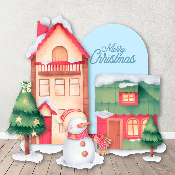 Christmas Backdrop Foam Board. Merry Xmas Background.Watercolor Christmas Backdrop.Santa Claus Props.Rudolph Reindeers. Snowman cut out