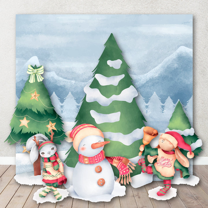 Christmas Backdrop Foam Board. Merry Xmas Background.Watercolor Christmas Backdrop.Santa Claus Props.Rudolph Reindeers. Snowman cut out