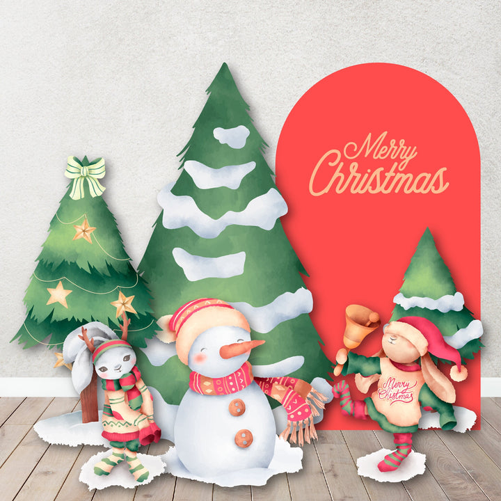 Christmas Backdrop Foam Board. Merry Xmas Background.Watercolor Christmas Backdrop.Santa Claus Props.Rudolph Reindeers. Snowman cut out