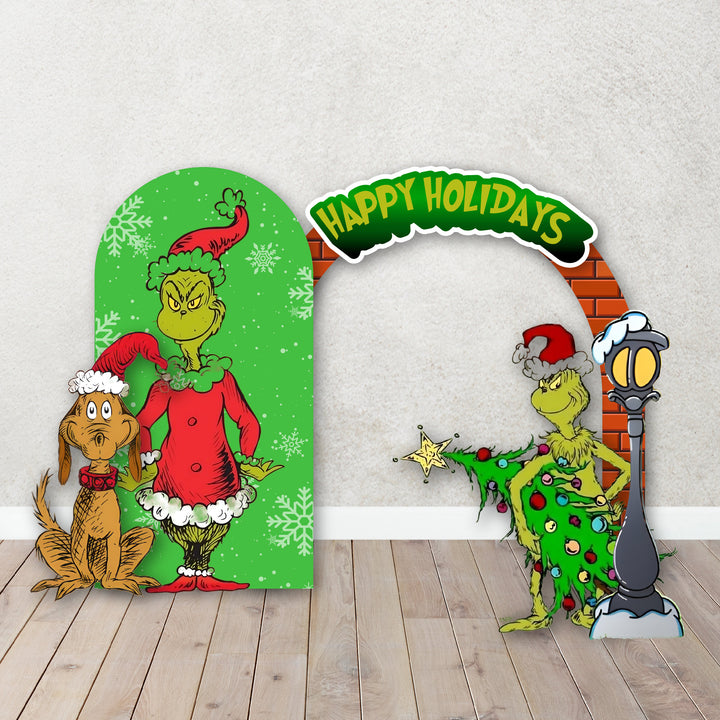 Mean One Birthday, Christmas First Birthday Backdrop, Props, Cut outs Foamboard, Grinch, Personalized, The Grinch, Merry Grinchmas