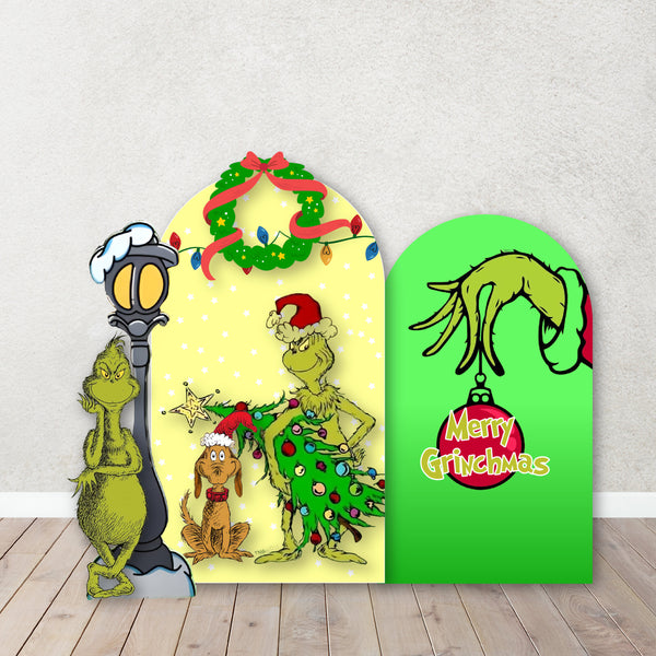 Mean One Birthday, Christmas First Birthday Backdrop, Props, Cut outs Foamboard, Grinch, Personalized, The Grinch, Merry Grinchmas