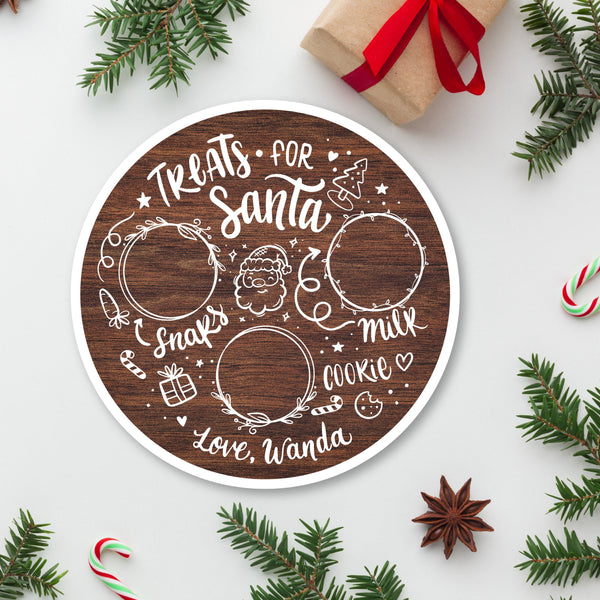 Custom Santa Cookie Plate | Christmas Eve Cookie Tray | Santa Cookie and Milk Platter | Wooden or Acrylic Farmhouse Cookie | Dear Santa Sign