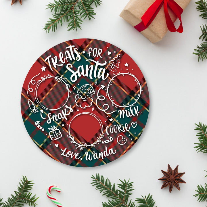 Custom Santa Cookie Plate | Christmas Eve Cookie Tray | Santa Cookie and Milk Platter | Wooden or Acrylic Farmhouse Cookie | Dear Santa Sign