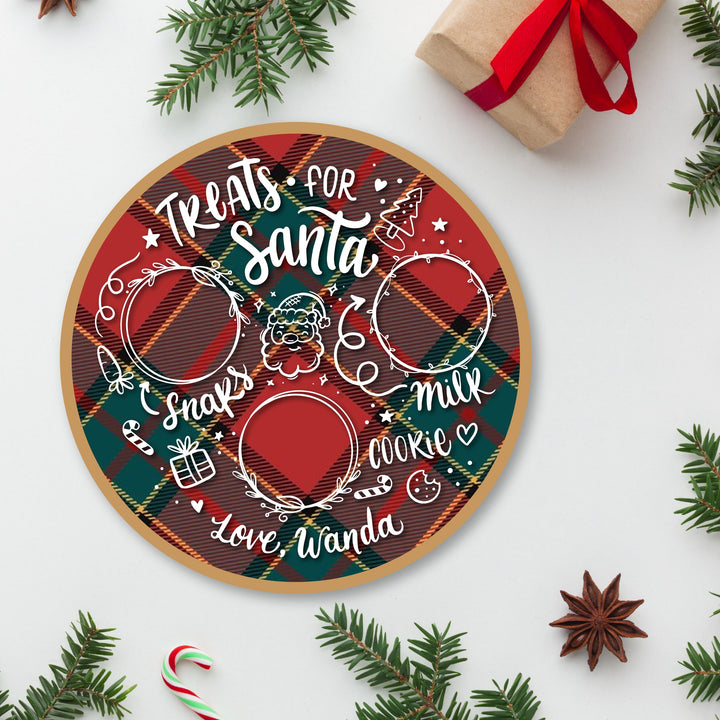 Personalized Christmas Tray, Custom Serving Tray for Christmas, Customized Christmas Wooden Serving Tray Decor, Santa Cookie and Milk Plate