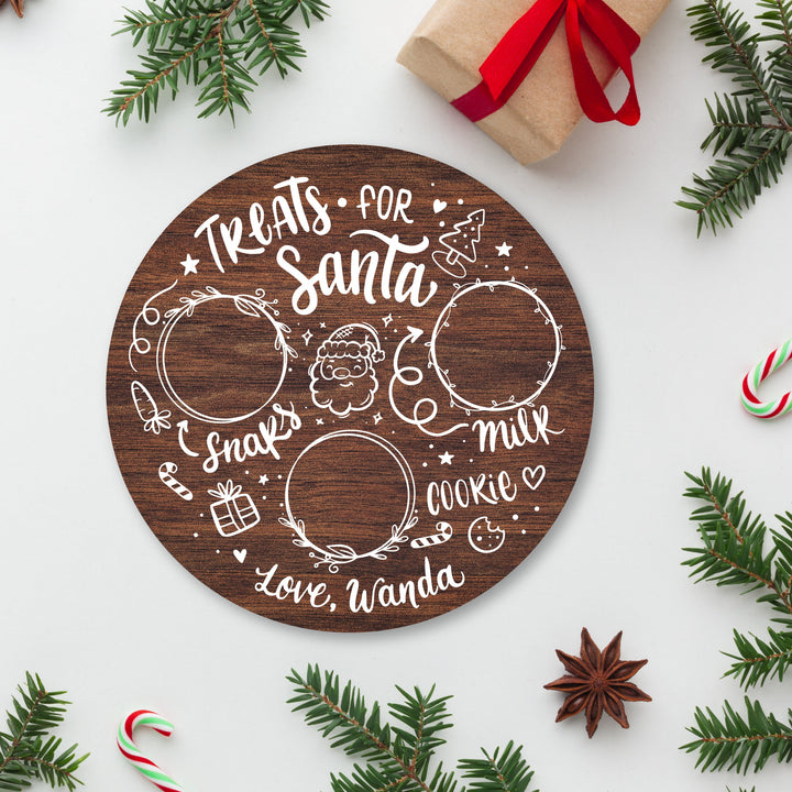 Custom Santa Cookie Plate | Christmas Eve Cookie Tray | Santa Cookie and Milk Platter | Wooden or Acrylic Farmhouse Cookie | Dear Santa Sign