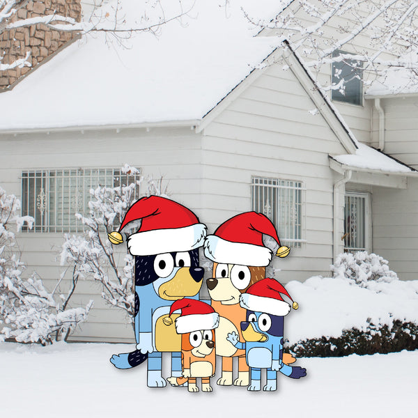 Holidays Bluey Chili Bandit Coco Honey Lucky Jack Merry Blueymas Holiday Christmas Jolly Festive Decoration Yard Sign Cut Out