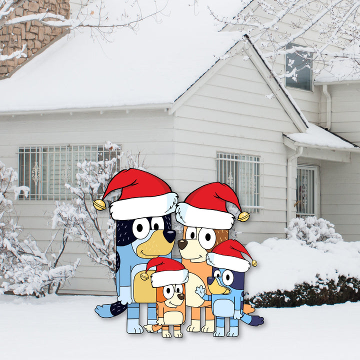 Holidays Bluey Chili Bandit Coco Honey Lucky Jack Merry Blueymas Holiday Christmas Jolly Festive Decoration Yard Sign Cut Out