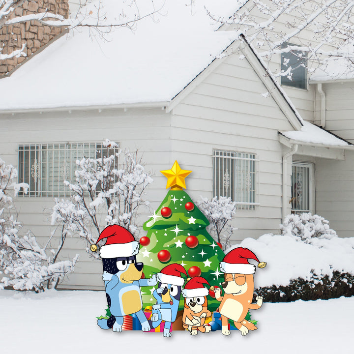 Holidays Bluey Chili Bandit Coco Honey Lucky Jack Merry Blueymas Holiday Christmas Jolly Festive Decoration Yard Sign Cut Out