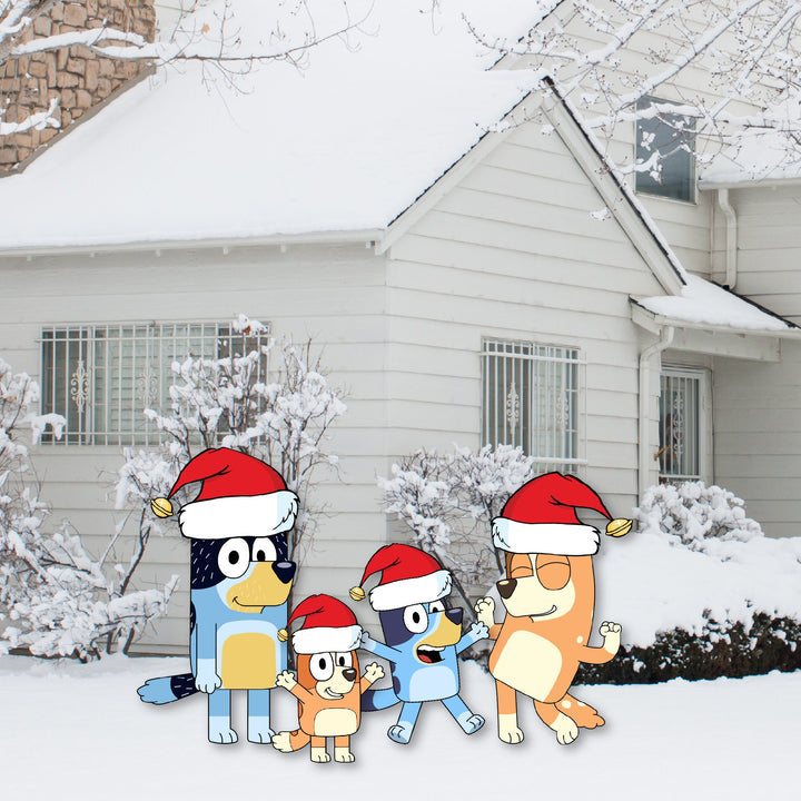 Holidays Bluey Chili Bandit Coco Honey Lucky Jack Merry Blueymas Holiday Christmas Jolly Festive Decoration Yard Sign Cut Out