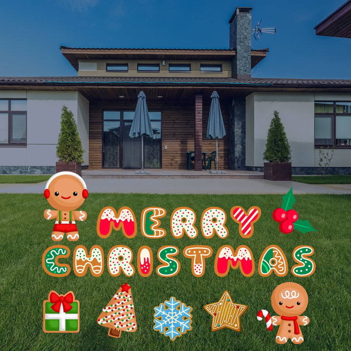 Merry Christmas Yard Sign Letters SET Christmas Yard Décor for Xmas Party, Xmas Letters, Holiday Decorations Outdoor Sign with Metal Stakes