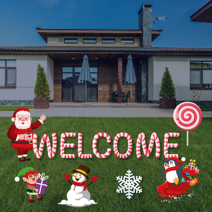 Merry Christmas Yard Sign Letters SET Christmas Yard Décor for Xmas Party, Xmas Letters, Holiday Decorations Outdoor Sign with Metal Stakes
